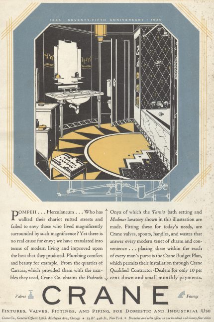 CRANE Fixtures, Valves Fittings and Piping - 1930 ad