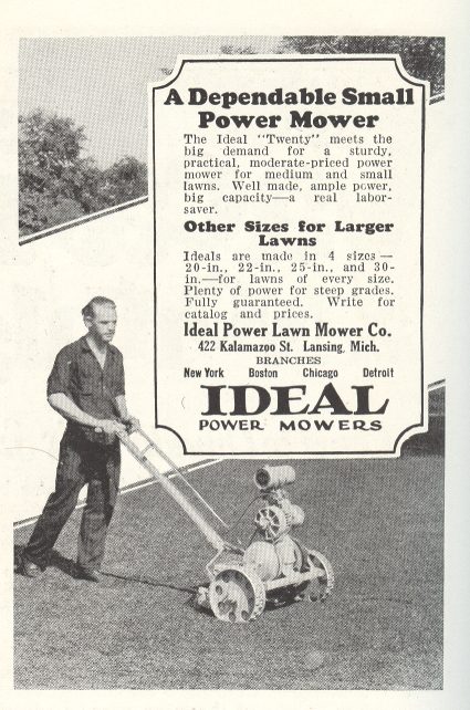 Ideal Power
              Mowers - 1928 ad