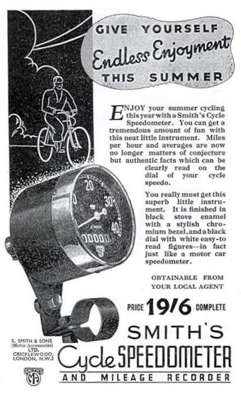 Smith's Cycle Speedometer 1937 ad